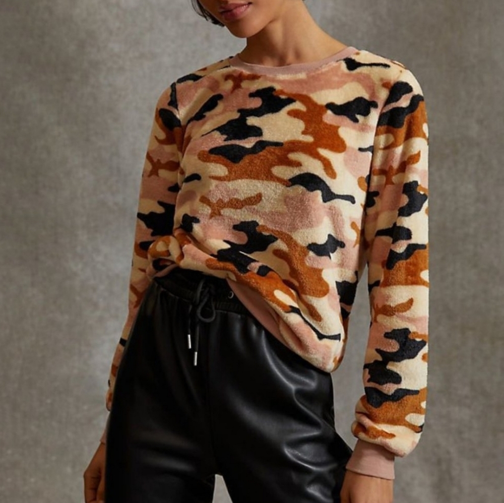 Anthropologie Dayna Fuzzy Velour Top